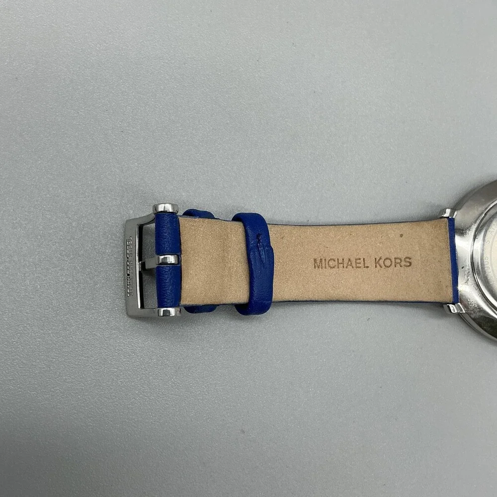 Michael Kors Pyper Womens Watch 38mm Blue Leather MK-2845 New Battery